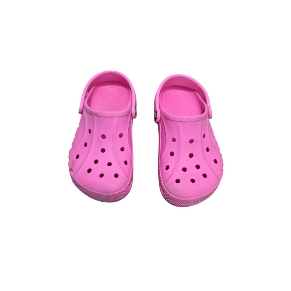 Crocs‎ Kids Pink Classic Clogs Slip-On Shoes Size J2 With Adjustable Strap